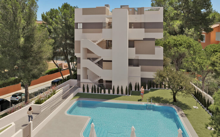 New-build flat with a garden in Canyamel